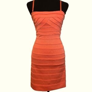 BCBGMAXAZRIA Coral Bodycon Bandage Dress Size 8